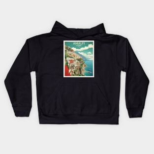 Amalfi Coast Italy Vintage Tourism Travel Poster Kids Hoodie